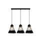 3 Lights Badminton Pendant Lighting Retro Stylish Black Finish Metal Hanging Light Fixture with Round/Linear Canopy Clearhalo 'Ceiling Lights' 'Pendant Lights' 'Pendants' Lighting' 34688