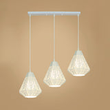 Black/White Etched Diamond Hanging Ceiling Light Industrial Metal 3 Lights Restaurant Pendant Light with Round/Linear Canopy White Linear Clearhalo 'Art Deco Pendants' 'Black' 'Cast Iron' 'Ceiling Lights' 'Ceramic' 'Crystal' 'Industrial Pendants' 'Industrial' 'Metal' 'Middle Century Pendants' 'Pendant Lights' 'Pendants' 'Rustic Pendants' 'Tiffany' Lighting' 35156