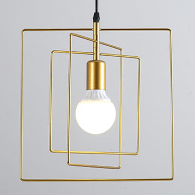 Frame Squared Metal Pendant Lighting Vintage Industrial 3 Lights Dining Room Hanging Ceiling Light in Gold Clearhalo 'Art Deco Pendants' 'Cast Iron' 'Ceiling Lights' 'Ceramic' 'Crystal' 'Industrial Pendants' 'Industrial' 'Metal' 'Middle Century Pendants' 'Pendant Lights' 'Pendants' 'Tiffany' Lighting' 35212