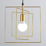 Frame Squared Metal Pendant Lighting Vintage Industrial 3 Lights Dining Room Hanging Ceiling Light in Gold Clearhalo 'Art Deco Pendants' 'Cast Iron' 'Ceiling Lights' 'Ceramic' 'Crystal' 'Industrial Pendants' 'Industrial' 'Metal' 'Middle Century Pendants' 'Pendant Lights' 'Pendants' 'Tiffany' Lighting' 35212