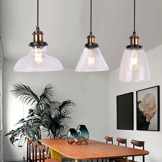 3-Light Round/Barn/Admix Multiple Lamp Pendant Industrial Style Brass Clear Glass Hanging Light Kit Clear Admix Clearhalo 'Ceiling Lights' 'Glass shade' 'Glass' 'Industrial Pendants' 'Industrial' 'Island Lights' 'Middle Century Pendants' 'Pendant Lights' 'Pendants' 'Tiffany' Lighting' 35428