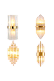 Cylinder/Tapered Wall Light Fixture Postmodern Prismatic/Fluted Crystal 2-Light Living Room Flush Mount Wall Sconce in Gold Clearhalo 'Cast Iron' 'Glass' 'Industrial' 'Modern wall lights' 'Modern' 'Tiffany' 'Traditional wall lights' 'Wall Lamps & Sconces' 'Wall Lights' Lighting' 3545