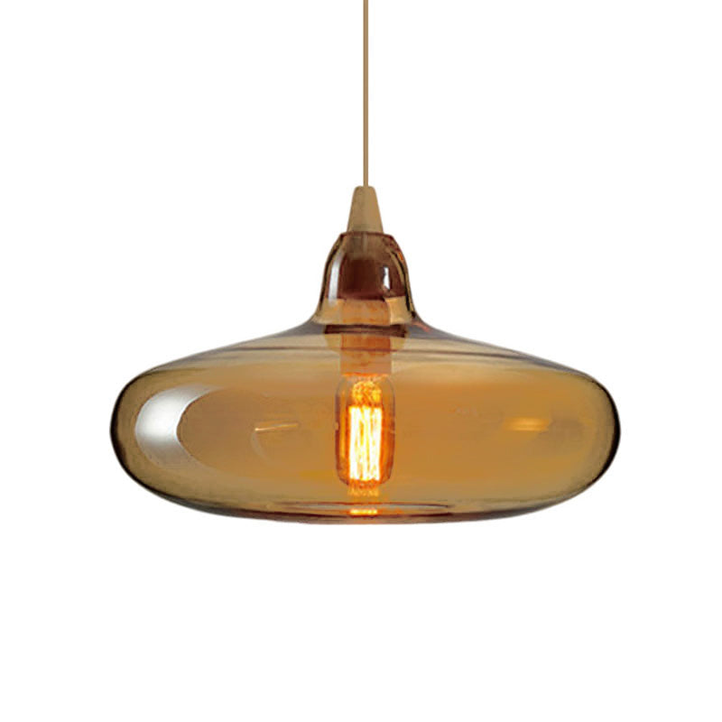Global/Gourd/Ellipse Pendant Light Contemporary Smoky/Amber/White Glass 1 Light Dining Room Hanging Ceiling Lamp Clearhalo 'Ceiling Lights' 'Glass shade' 'Glass' 'Modern Pendants' 'Modern' 'Pendant Lights' 'Pendants' Lighting' 355