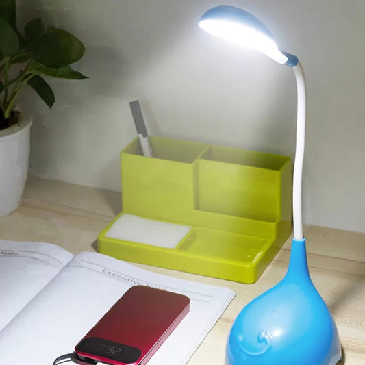 Plastic Flexible Gooseneck Desk Light 1 Head Modern Kids Desk Lamp for Dormitory - Blue - Clearhalo - 'Desk Lamps' - 'Lamps' - Lighting' - 35597