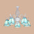 5 Lights Tiffany Pendant Light with Conical Shade Stained Glass Living Room Chandelier in White/Blue Blue Clearhalo 'Ceiling Lights' 'Chandeliers' 'Close To Ceiling Lights' 'Industrial' 'Middle Century Chandeliers' 'Tiffany Chandeliers' 'Tiffany close to ceiling' 'Tiffany' Lighting' 35637