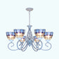 3/5/6 Lights Mediterranean Bowl Hanging Chandelier Stained Glass Pendant Light in Light Blue for Kitchen 6 Light Blue Clearhalo 'Ceiling Lights' 'Chandeliers' 'Industrial' 'Middle Century Chandeliers' 'Tiffany Chandeliers' 'Tiffany close to ceiling' 'Tiffany' Lighting' 35688