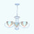 3/6/8 Lights Modern Petal Chandelier with Hanging Chain Stained Glass Hanging Ceiling Light in Blue for Hall 3 Blue Clearhalo 'Ceiling Lights' 'Chandeliers' 'Industrial' 'Middle Century Chandeliers' 'Tiffany Chandeliers' 'Tiffany close to ceiling' 'Tiffany' Lighting' 35699