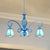 Blue Curved Arm Chandelier Lighting with Stained Glass Cone Shade 3 Lights Tiffany Foyer Lighting in White/Blue Blue Clearhalo 'Ceiling Lights' 'Chandeliers' 'Industrial' 'Middle Century Chandeliers' 'Tiffany Chandeliers' 'Tiffany close to ceiling' 'Tiffany' Lighting' 35730