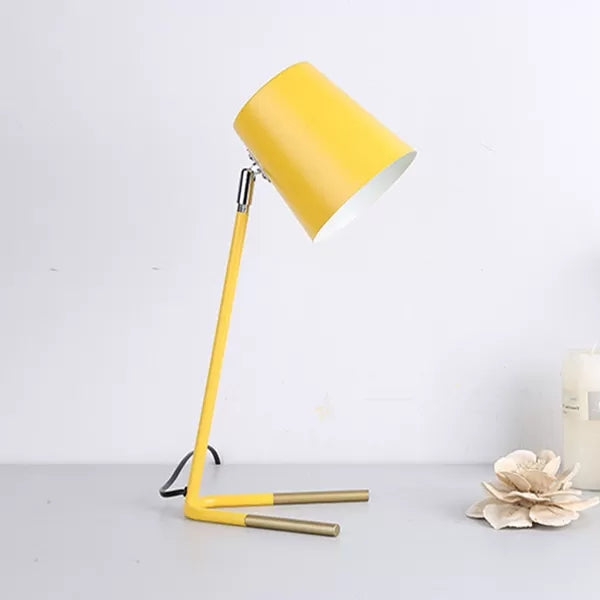 1 Light Bucket Desk Light with Plug In Cord Nordic Metal Small Table Light for Study Room Yellow Clearhalo 'Desk Lamps' 'Lamps' Lighting' 35782