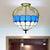 Grid Patterned Cut Glass Semi Flush Mount Baroque 2 Lights Yellow/Orange/Blue Ceiling Lighting for Dining Room Blue Clearhalo 'Ceiling Lights' 'Close To Ceiling Lights' 'Close to ceiling' 'Glass shade' 'Glass' 'Semi-flushmount' 'Tiffany close to ceiling' 'Tiffany' Lighting' 359234