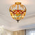 2 Lights Semi Flush Mount Lighting Mediterranean Petal Stained Glass Ceiling Lamp in Yellow/Brown/Blue for Bedroom Yellow Clearhalo 'Ceiling Lights' 'Close To Ceiling Lights' 'Close to ceiling' 'Glass shade' 'Glass' 'Semi-flushmount' 'Tiffany close to ceiling' 'Tiffany' Lighting' 359306
