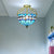 2 Lights Semi Flush Mount Lighting Mediterranean Petal Stained Glass Ceiling Lamp in Yellow/Brown/Blue for Bedroom Blue Clearhalo 'Ceiling Lights' 'Close To Ceiling Lights' 'Close to ceiling' 'Glass shade' 'Glass' 'Semi-flushmount' 'Tiffany close to ceiling' 'Tiffany' Lighting' 359311