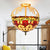 Mediterranean Petal Semi Mount Lighting 2 Lights Stained Art Glass Close to Ceiling Lamp in Yellow Yellow Clearhalo 'Ceiling Lights' 'Close To Ceiling Lights' 'Close to ceiling' 'Glass shade' 'Glass' 'Pendant Lights' 'Semi-flushmount' 'Tiffany close to ceiling' 'Tiffany' Lighting' 359326
