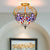 2 Lights Kitchen Semi-Flush Mount Mediterranean Beige/Red/Orange Close to Ceiling Lighting with Dragonfly Cut Glass Shade Beige Clearhalo 'Ceiling Lights' 'Chandeliers' 'Close To Ceiling Lights' 'Close to ceiling' 'Glass shade' 'Glass' 'Pendant Lights' 'Semi-flushmount' 'Tiffany close to ceiling' 'Tiffany' Lighting' 359357