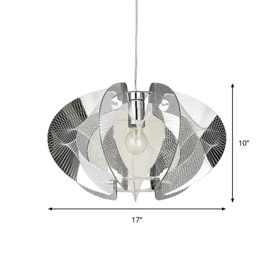 1 Bulb Restaurant Pendant Light Modern Chrome Hanging Lamp with Curve Acrylic Shade Clearhalo 'Ceiling Lights' 'Modern Pendants' 'Modern' 'Pendant Lights' 'Pendants' Lighting' 359407