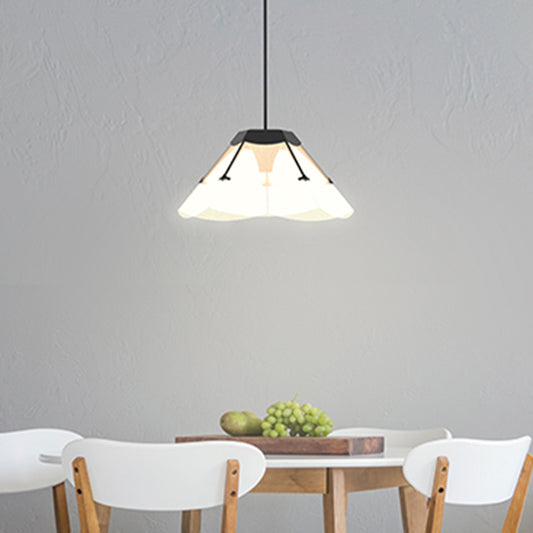 Modernism Scalloped Hanging Light Fixture White Glass 1 Light Living Room LED Ceiling Pendant Clearhalo 'Ceiling Lights' 'Chandeliers' 'Glass shade' 'Glass' 'Modern Pendants' 'Modern' 'Pendant Lights' 'Pendants' Lighting' 359522