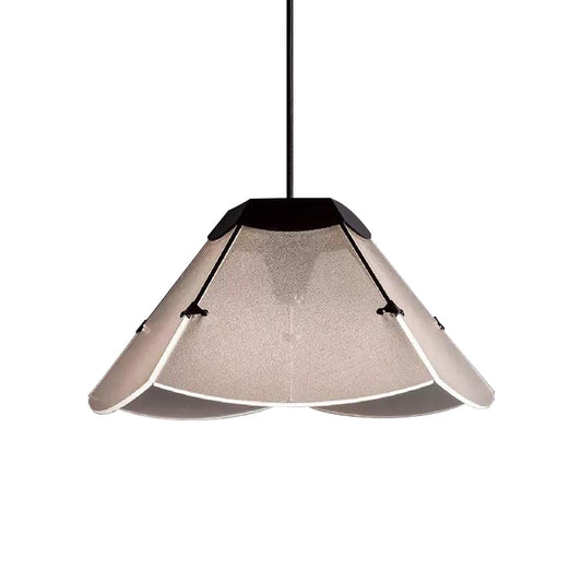 Modernism Scalloped Hanging Light Fixture White Glass 1 Light Living Room LED Ceiling Pendant Clearhalo 'Ceiling Lights' 'Chandeliers' 'Glass shade' 'Glass' 'Modern Pendants' 'Modern' 'Pendant Lights' 'Pendants' Lighting' 359523