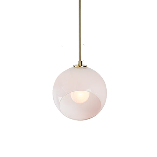 Globe Restaurant Suspension Lamp White Glass 1 Head Minimalist Ceiling Hang Fixture Clearhalo 'Ceiling Lights' 'Chandeliers' 'Glass shade' 'Glass' 'Modern Pendants' 'Modern' 'Pendant Lights' 'Pendants' Lighting' 359570