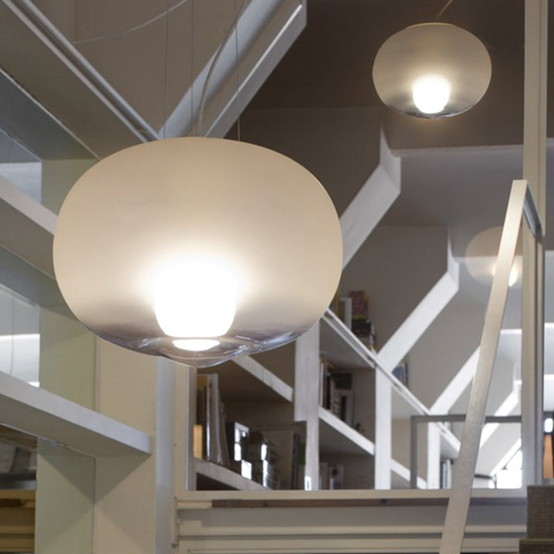 White Glass Orb Ceiling Lamp Contemporary 1 Head Pendant Light Fixture for Kitchen, 12.5"/17" Wide Clearhalo 'Ceiling Lights' 'Chandeliers' 'Glass shade' 'Glass' 'Modern Pendants' 'Modern' 'Pendant Lights' 'Pendants' Lighting' 359596