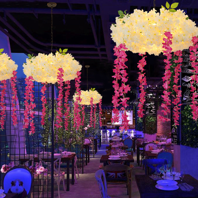 18"/25.5" Wide Rose Red 3 Heads Pendant Chandelier Industrial Metal Flower Decoration Hanging Light Kit Clearhalo 'Cast Iron' 'Ceiling Lights' 'Chandeliers' 'Industrial Chandeliers' 'Industrial' 'Metal' 'Middle Century Chandeliers' 'Rustic Chandeliers' 'Tiffany' Lighting' 359696