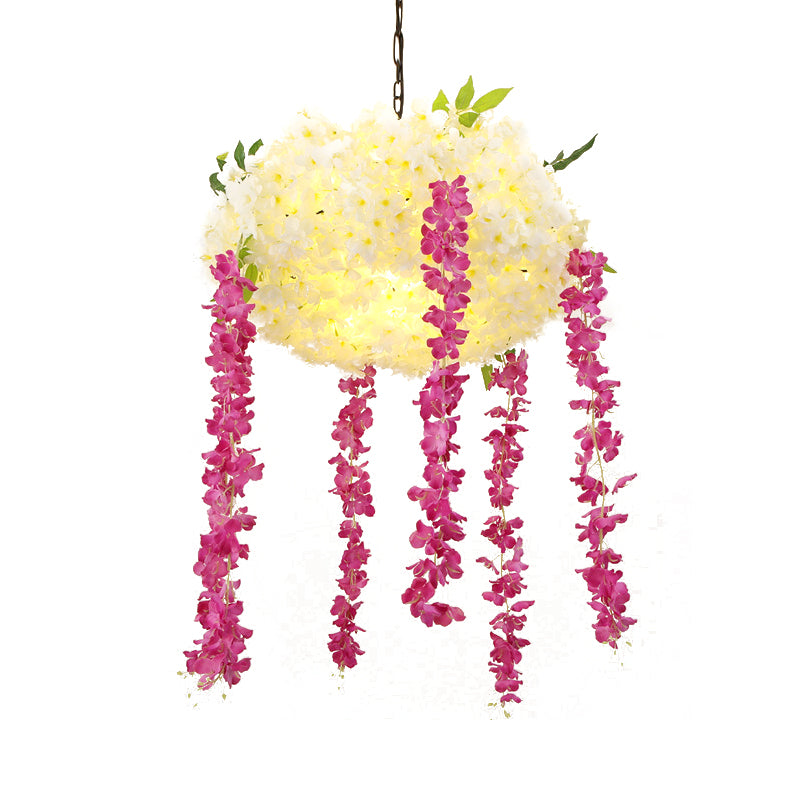 18"/25.5" Wide Rose Red 3 Heads Pendant Chandelier Industrial Metal Flower Decoration Hanging Light Kit Clearhalo 'Cast Iron' 'Ceiling Lights' 'Chandeliers' 'Industrial Chandeliers' 'Industrial' 'Metal' 'Middle Century Chandeliers' 'Rustic Chandeliers' 'Tiffany' Lighting' 359698