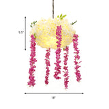 18"/25.5" Wide Rose Red 3 Heads Pendant Chandelier Industrial Metal Flower Decoration Hanging Light Kit Clearhalo 'Cast Iron' 'Ceiling Lights' 'Chandeliers' 'Industrial Chandeliers' 'Industrial' 'Metal' 'Middle Century Chandeliers' 'Rustic Chandeliers' 'Tiffany' Lighting' 359699