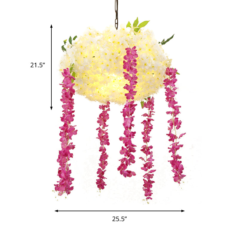 18"/25.5" Wide Rose Red 3 Heads Pendant Chandelier Industrial Metal Flower Decoration Hanging Light Kit Clearhalo 'Cast Iron' 'Ceiling Lights' 'Chandeliers' 'Industrial Chandeliers' 'Industrial' 'Metal' 'Middle Century Chandeliers' 'Rustic Chandeliers' 'Tiffany' Lighting' 359700