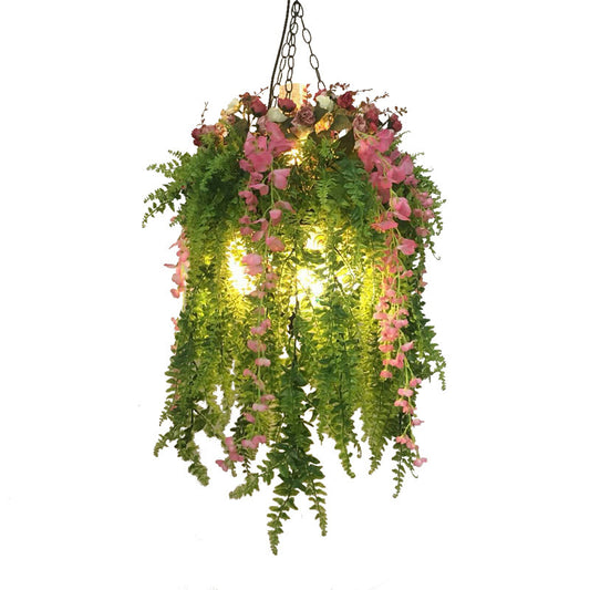 Metal Green Hanging Chandelier Light Plant Decoration 4 Heads Industrial Pendant Lighting Fixture Clearhalo 'Cast Iron' 'Ceiling Lights' 'Chandeliers' 'Industrial Chandeliers' 'Industrial' 'Metal' 'Middle Century Chandeliers' 'Rustic Chandeliers' 'Tiffany' Lighting' 359715