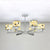 Modern Mosaic Hanging Ceiling Light 6 Lights Blue/Yellow Glass Hanging Chandelier in Chrome Finish Yellow Clearhalo 'Ceiling Lights' 'Chandeliers' 'Industrial' 'Middle Century Chandeliers' 'Tiffany Chandeliers' 'Tiffany close to ceiling' 'Tiffany' Lighting' 35971
