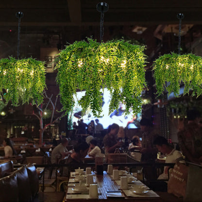 5 Lights Metal Chandelier Light Fixture Industrial Green Plant Design Restaurant Ceiling Light, 21.5"/25.5" Wide Green Clearhalo 'Cast Iron' 'Ceiling Lights' 'Chandeliers' 'Industrial Chandeliers' 'Industrial' 'Metal' 'Middle Century Chandeliers' 'Rustic Chandeliers' 'Tiffany' Lighting' 359722