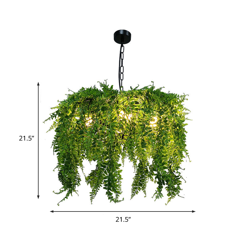 5 Lights Metal Chandelier Light Fixture Industrial Green Plant Design Restaurant Ceiling Light, 21.5"/25.5" Wide Clearhalo 'Cast Iron' 'Ceiling Lights' 'Chandeliers' 'Industrial Chandeliers' 'Industrial' 'Metal' 'Middle Century Chandeliers' 'Rustic Chandeliers' 'Tiffany' Lighting' 359725