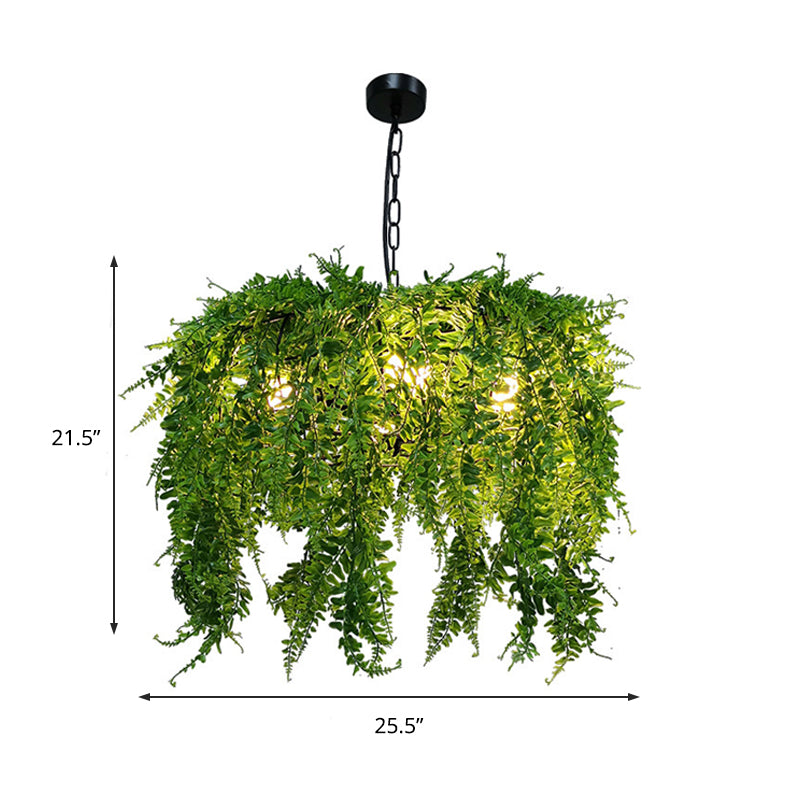5 Lights Metal Chandelier Light Fixture Industrial Green Plant Design Restaurant Ceiling Light, 21.5"/25.5" Wide Clearhalo 'Cast Iron' 'Ceiling Lights' 'Chandeliers' 'Industrial Chandeliers' 'Industrial' 'Metal' 'Middle Century Chandeliers' 'Rustic Chandeliers' 'Tiffany' Lighting' 359726