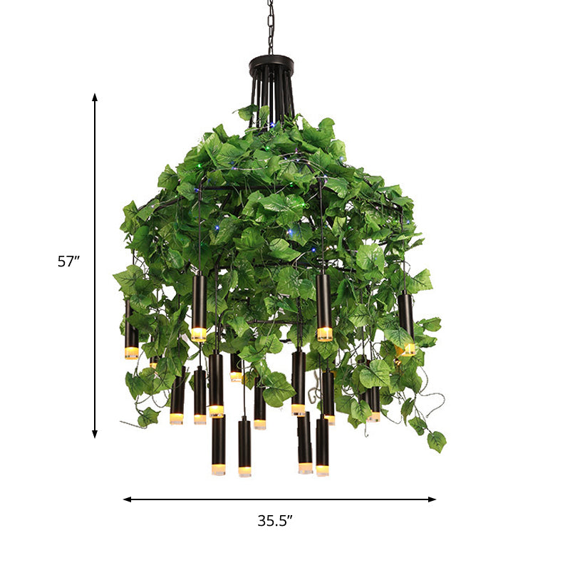 23.5"/35.5" Wide Dome Metal Chandelier Lamp Industrial 22 Heads Restaurant Hanging Light Kit with Plant Decoration Clearhalo 'Cast Iron' 'Ceiling Lights' 'Chandeliers' 'Industrial Chandeliers' 'Industrial' 'Metal' 'Middle Century Chandeliers' 'Rustic Chandeliers' 'Tiffany' Lighting' 359732