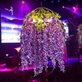 Pink/Purple 4/5 Heads Pendant Chandelier Industrial Metal Dome Hanging Lamp Kit with Plant Design, 18"/21.5" Wide Purple Clearhalo 'Cast Iron' 'Ceiling Lights' 'Chandeliers' 'Industrial Chandeliers' 'Industrial' 'Metal' 'Middle Century Chandeliers' 'Rustic Chandeliers' 'Tiffany' Lighting' 359733