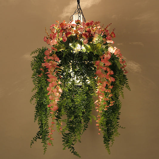 Metal Green Hanging Chandelier Plant Decoration 4 Heads Industrial Pendant Lighting Fixture Clearhalo 'Cast Iron' 'Ceiling Lights' 'Chandeliers' 'Industrial Chandeliers' 'Industrial' 'Metal' 'Middle Century Chandeliers' 'Rustic Chandeliers' 'Tiffany' Lighting' 359742