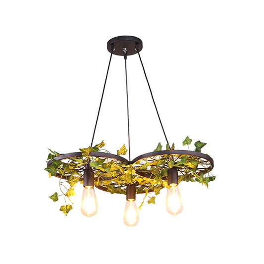 Green Wagon Ceiling Suspension Lamp Industrial Metal 3/6 Heads Restaurant Hanging Chandelier with Plant Decoration Clearhalo 'Cast Iron' 'Ceiling Lights' 'Chandeliers' 'Industrial Chandeliers' 'Industrial' 'Metal' 'Middle Century Chandeliers' 'Rustic Chandeliers' 'Tiffany' Lighting' 359818