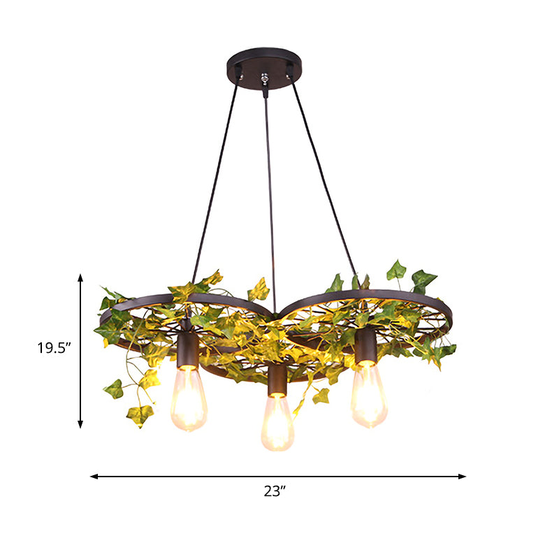 Green Wagon Ceiling Suspension Lamp Industrial Metal 3/6 Heads Restaurant Hanging Chandelier with Plant Decoration Clearhalo 'Cast Iron' 'Ceiling Lights' 'Chandeliers' 'Industrial Chandeliers' 'Industrial' 'Metal' 'Middle Century Chandeliers' 'Rustic Chandeliers' 'Tiffany' Lighting' 359819