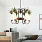 Industrial Vase Chandelier Light Fixture 6 Bulbs Metal LED Plant Suspension Lighting in Brass Clearhalo 'Cast Iron' 'Ceiling Lights' 'Chandeliers' 'Industrial Chandeliers' 'Industrial' 'Metal' 'Middle Century Chandeliers' 'Rustic Chandeliers' 'Tiffany' Lighting' 359835
