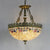 Stained Glass Bowl Pendant Light with Metal Chain Vintage Hanging Ceiling Light in White/Beige/Orange-Blue for Foyer Beige Clearhalo 'Ceiling Lights' 'Chandeliers' 'Industrial' 'Middle Century Chandeliers' 'Tiffany Chandeliers' 'Tiffany close to ceiling' 'Tiffany' Lighting' 35986