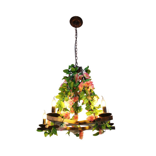 Metal Green Chandelier Lamp Candelabra 5 Bulbs Antique LED Rose Hanging Ceiling Light for Restaurant Clearhalo 'Cast Iron' 'Ceiling Lights' 'Chandeliers' 'Industrial Chandeliers' 'Industrial' 'Metal' 'Middle Century Chandeliers' 'Rustic Chandeliers' 'Tiffany' Lighting' 359879