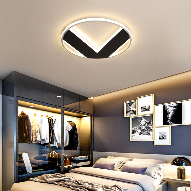 16"/19.5"/25.5" V-Shaped Ceiling Light Modern Acrylic Black Creative Bedroom Lighting Fixture, Warm/White Black Clearhalo 'Ceiling Lights' 'Close To Ceiling Lights' 'Close to ceiling' 'Flush mount' Lighting' 360127
