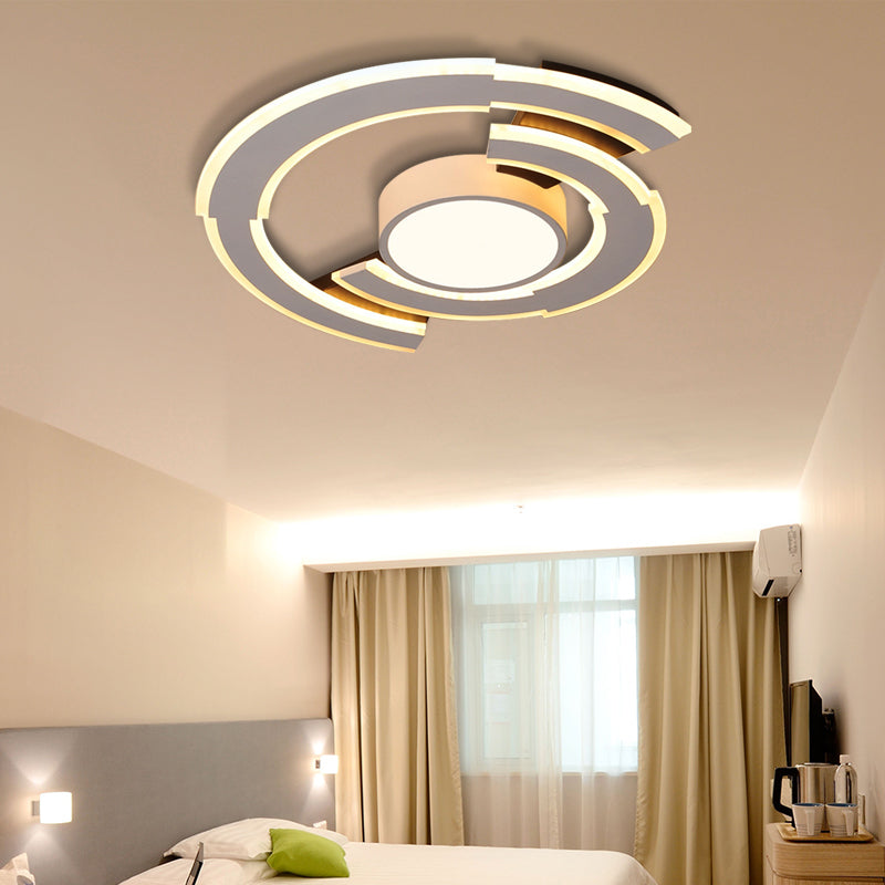 16"/19.5"/23.5" Traverse Lighting Fixture Modern Acrylic Warm/White Ceiling Lights Flush Mount White Clearhalo 'Ceiling Lights' 'Close To Ceiling Lights' 'Close to ceiling' 'Flush mount' Lighting' 360174