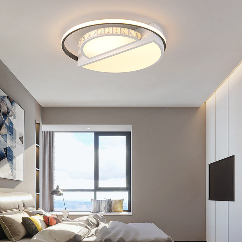 Modern Flushmount Light Metal Integrated Led Flush Ceiling Light in White for Living Room White Round Clearhalo 'Ceiling Lights' 'Close To Ceiling Lights' 'Close to ceiling' 'Flush mount' Lighting' 360486
