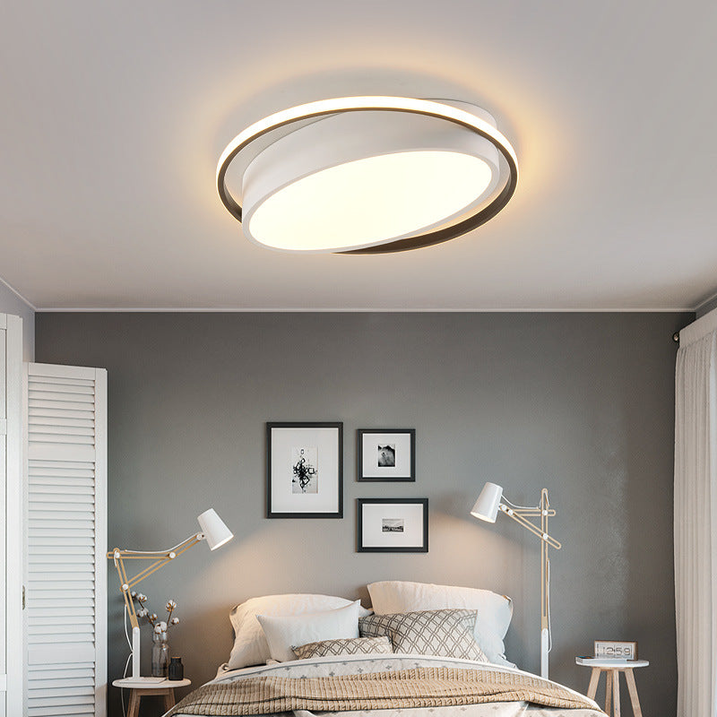 Modern Flushmount Light Metal Integrated Led Flush Ceiling Light in White for Living Room White Oval Clearhalo 'Ceiling Lights' 'Close To Ceiling Lights' 'Close to ceiling' 'Flush mount' Lighting' 360498