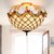 3 Lights Scalloped Semi Flush Light Baroque Beige Stained Glass Ceiling Mount for Corridor Beige Clearhalo 'Ceiling Lights' 'Chandeliers' 'Close To Ceiling Lights' 'Close to ceiling' 'Glass shade' 'Glass' 'Semi-flushmount' 'Tiffany close to ceiling' 'Tiffany' Lighting' 360511