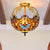 2/3 Lights Semi Mount Lighting Tiffany Style Lotus Stained Glass Ceiling Fixture in Brown for Dining Room 2 Brown Clearhalo 'Ceiling Lights' 'Close To Ceiling Lights' 'Close to ceiling' 'Glass shade' 'Glass' 'Semi-flushmount' 'Tiffany close to ceiling' 'Tiffany' Lighting' 360538