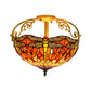 Cut Glass Dragonfly Semi Flush Mount Mediterranean 3 Lights Yellow/Orange/Blue Ceiling Light Fixture for Corridor Orange Clearhalo 'Ceiling Lights' 'Close To Ceiling Lights' 'Close to ceiling' 'Glass shade' 'Glass' 'Semi-flushmount' 'Tiffany close to ceiling' 'Tiffany' Lighting' 360569