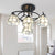 4 Lights Bedroom Semi Flush Mount Light Mediterranean Black Ceiling Lamp with Cone/Dome White/Beige/Blue Glass Shade White Clearhalo 'Ceiling Lights' 'Close To Ceiling Lights' 'Close to ceiling' 'Glass shade' 'Glass' 'Semi-flushmount' 'Tiffany close to ceiling' 'Tiffany' Lighting' 360596