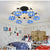 Conical/Dome Semi-Flush Ceiling Light Blue/Light Blue and White Glass 9/11 Lights Black Lighting Fixture for Living Room 9 Light Blue-White Clearhalo 'Ceiling Lights' 'Close To Ceiling Lights' 'Close to ceiling' 'Glass shade' 'Glass' 'Semi-flushmount' 'Tiffany close to ceiling' 'Tiffany' Lighting' 360621
