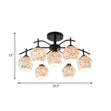 Black Mosaic Semi Flush Mount Tiffany Style 7/8/9 Lights Stained Glass Close to Ceiling Lamp Clearhalo 'Ceiling Lights' 'Chandeliers' 'Close To Ceiling Lights' 'Close to ceiling' 'Glass shade' 'Glass' 'Pendant Lights' 'Semi-flushmount' 'Tiffany close to ceiling' 'Tiffany' Lighting' 360751